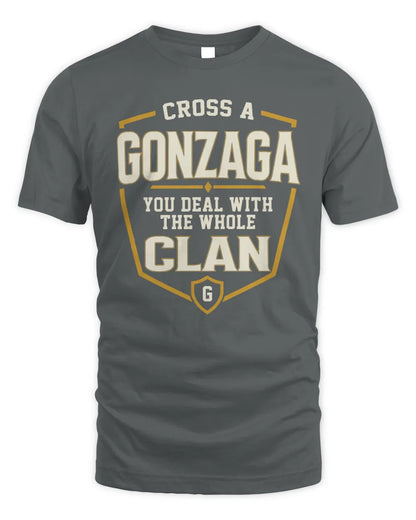 GONZAGA NT1-K008 Cross A/An NAME, You Deal With the Whole Clan | Personalized Vintage T-Shirt - Unisex Standard T-Shirt - Charcoal