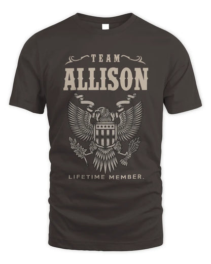 ALLISON TP06-K82 – Personalized Classic Style Apparel “Team NAME Lifetime Member” - Unisex Standard T-Shirt - Dark Chocolate