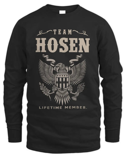 HOSEN TP06-K82 – Personalized Classic Style Apparel “Team NAME Lifetime Member” - Men's Long Sleeved T-Shirt - Black