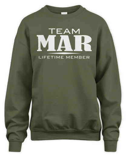 MAR BL62-K4-128 - Personalized “Team NAME Lifetime Member” - Unisex Sweatshirt - Military Green