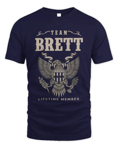 BRETT TP06-K82 – Personalized Classic Style Apparel “Team NAME Lifetime Member” - Unisex Standard T-Shirt - Navy