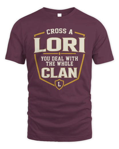 LORI NT1-K008 Cross A/An NAME, You Deal With the Whole Clan | Personalized Vintage T-Shirt - Unisex Standard T-Shirt - Maroon
