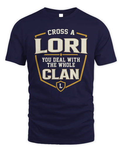 LORI NT1-K008 Cross A/An NAME, You Deal With the Whole Clan | Personalized Vintage T-Shirt - Unisex Standard T-Shirt - Navy
