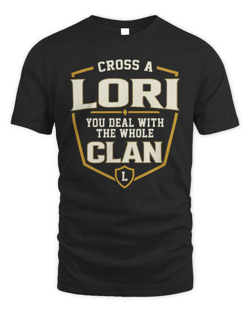 LORI NT1-K008 Cross A/An NAME, You Deal With the Whole Clan | Personalized Vintage T-Shirt - Unisex Standard T-Shirt - Black