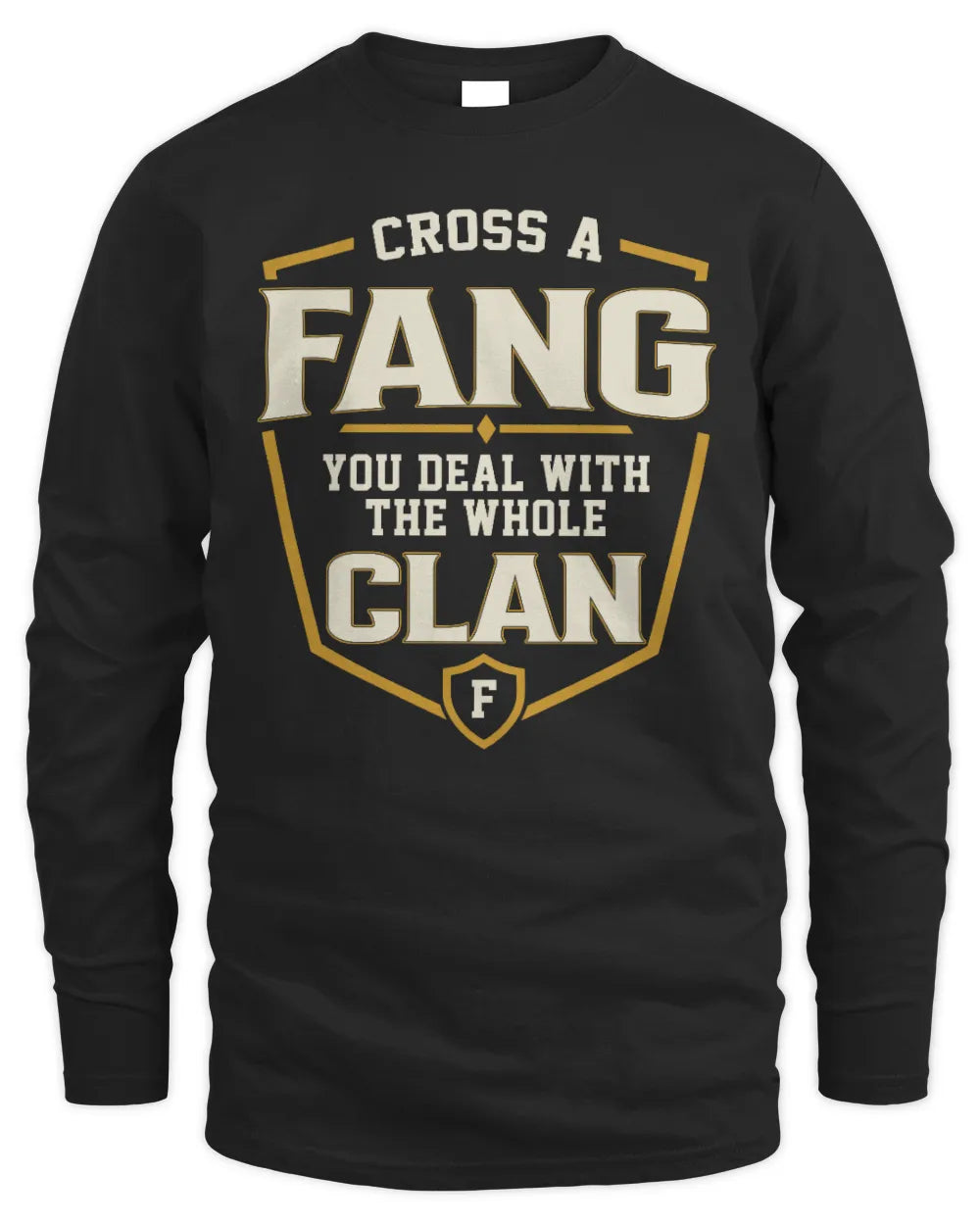 FANG NT1-K008 Cross A/An NAME, You Deal With the Whole Clan | Personalized Vintage T-Shirt - Men's Long Sleeved T-Shirt - Black