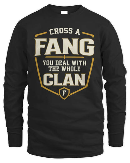 FANG NT1-K008 Cross A/An NAME, You Deal With the Whole Clan | Personalized Vintage T-Shirt - Men's Long Sleeved T-Shirt - Black