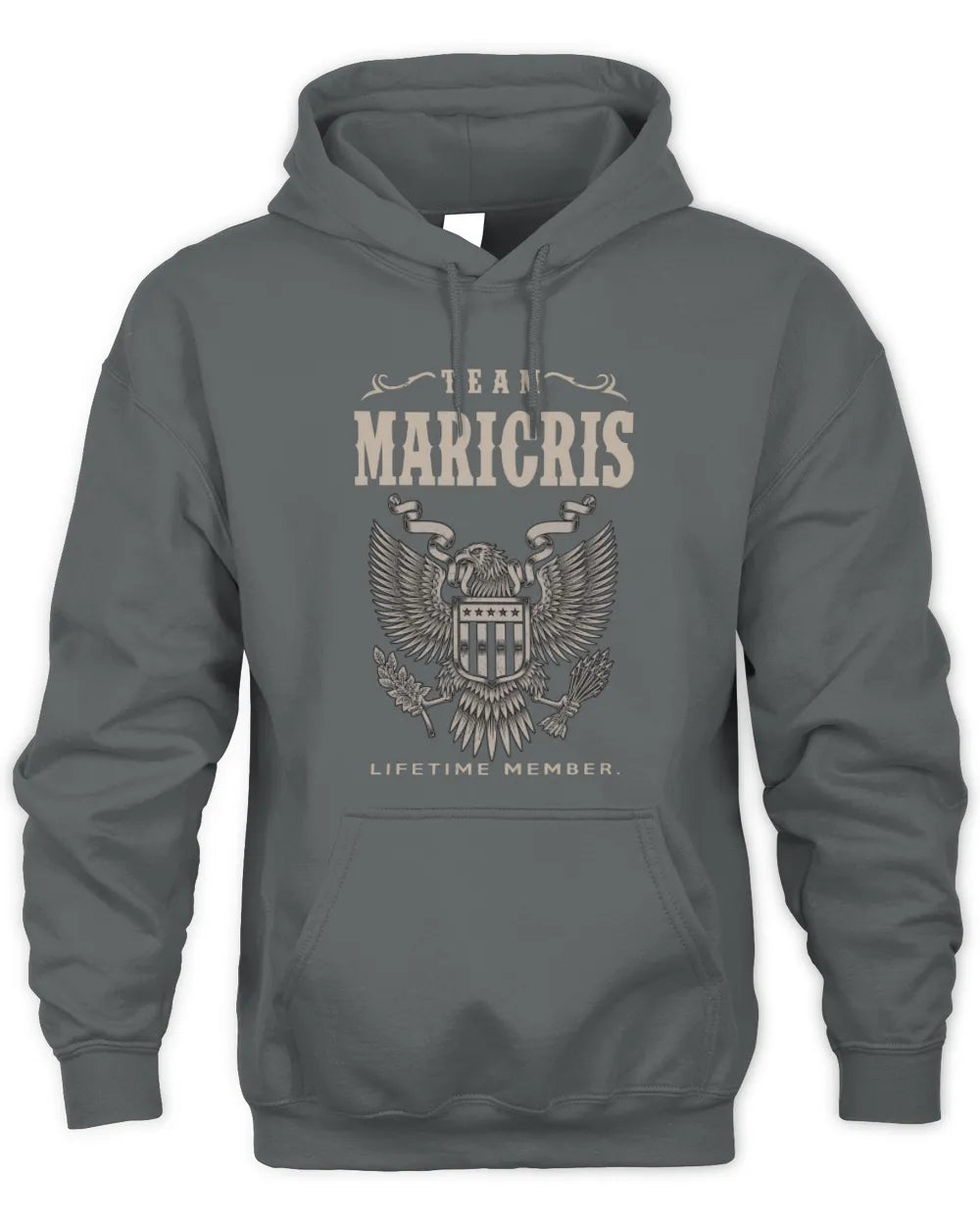 MARICRIS TP06-K82 – Personalized Classic Style Apparel “Team NAME Lifetime Member” - Unisex Hoodie - Charcoal