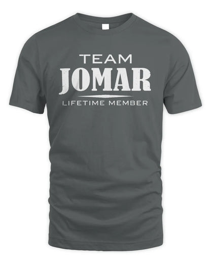 JOMAR BL62-K4-128 - Personalized “Team NAME Lifetime Member” - Unisex Standard T-Shirt - Charcoal