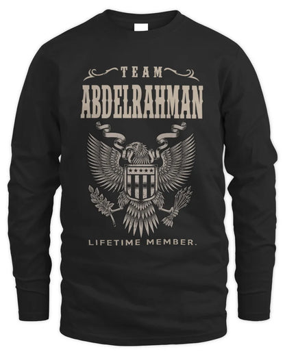 ABDELRAHMAN TP06-K82 – Personalized Classic Style Apparel “Team NAME Lifetime Member” - Men's Long Sleeved T-Shirt - Black