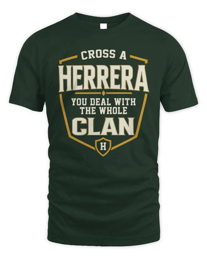 HERRERA NT1-K008 Cross A/An NAME, You Deal With the Whole Clan | Personalized Vintage T-Shirt - Unisex Standard T-Shirt - Forest Green
