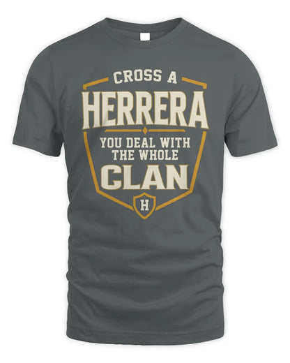 HERRERA NT1-K008 Cross A/An NAME, You Deal With the Whole Clan | Personalized Vintage T-Shirt - Unisex Standard T-Shirt - Charcoal