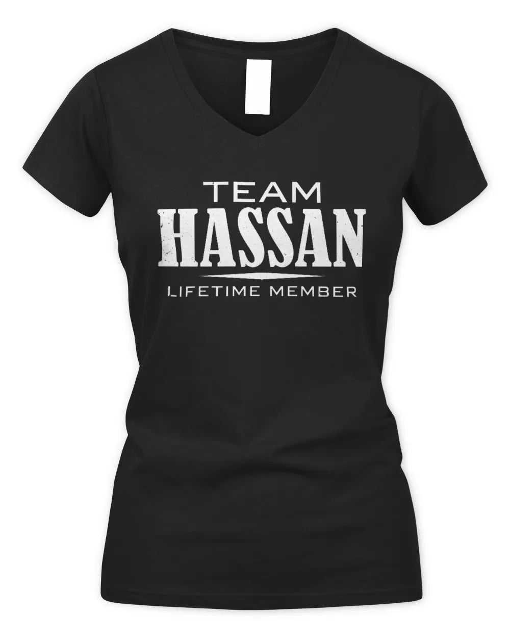 HASSAN BL62-K4-128 - Personalized “Team NAME Lifetime Member” - Women's V-Neck T-Shirt - Black
