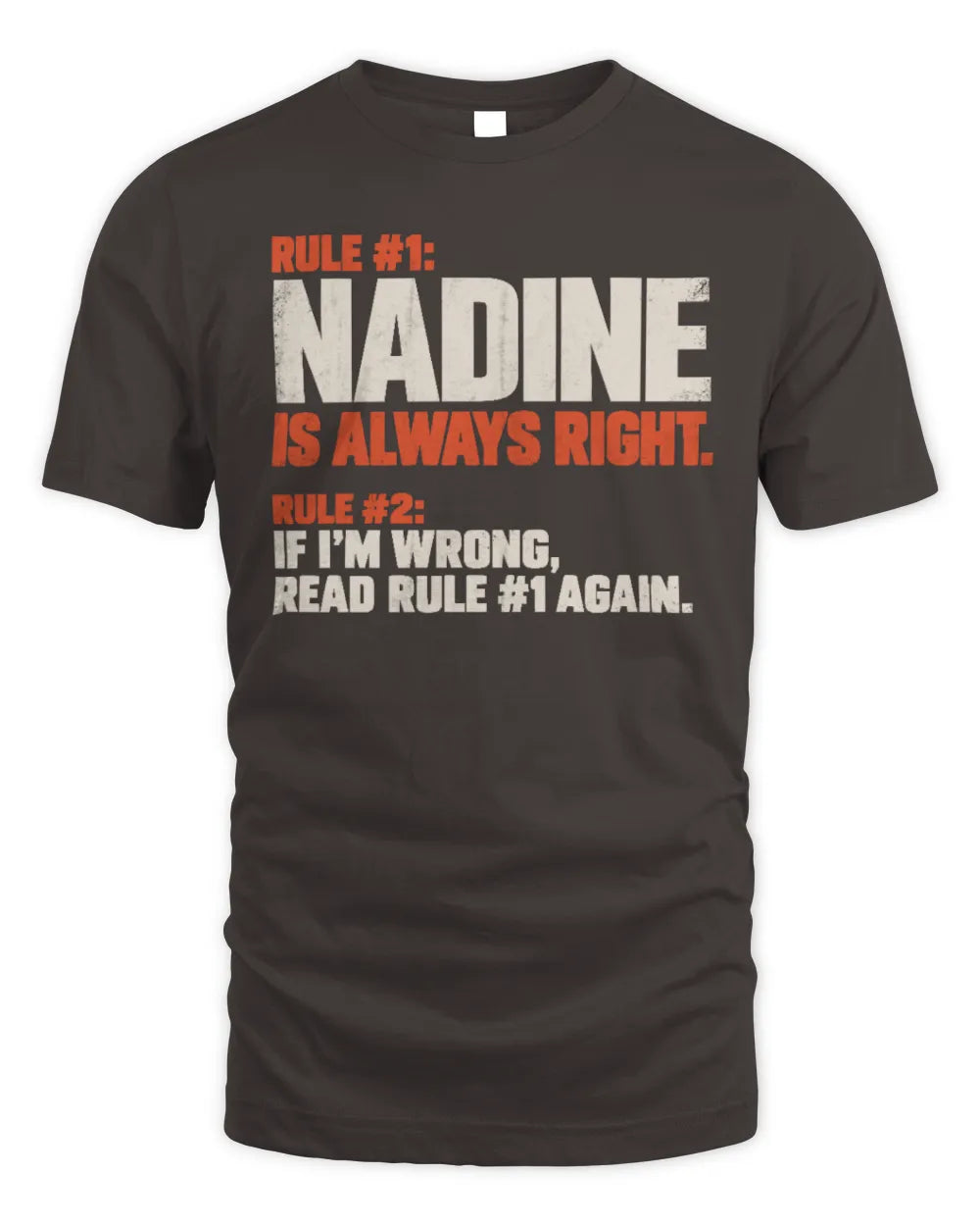 NADINE NP1-H006 
Always Right Personalized Name T-Shirt – Funny Custom Name Shirt - Unisex Standard T-Shirt - Dark Chocolate
