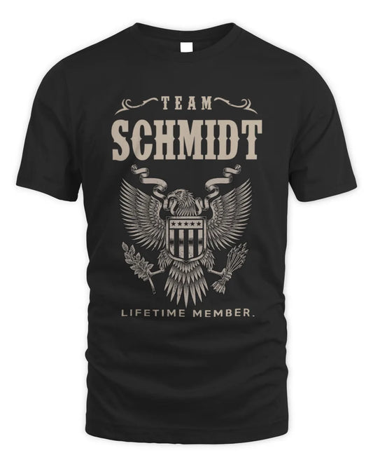 SCHMIDT TP06-K82 – Personalized Classic Style Apparel “Team NAME Lifetime Member” - Unisex Standard T-Shirt - Black