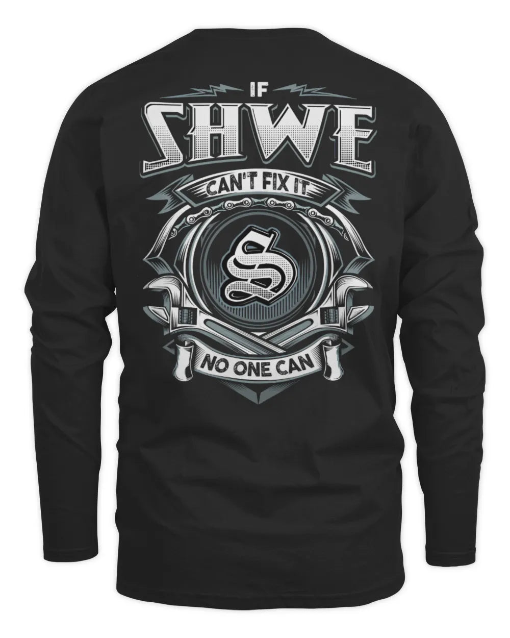 SHWE AP81-K4-626 - Personalized Ahmed Quote Apparel “If Ahmed Can't Fix It, No One Can” - Men's Long Sleeved T-Shirt - Black