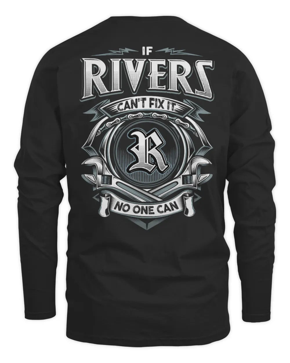 RIVERS AP81-K4-626 - Personalized Ahmed Quote Apparel “If Ahmed Can't Fix It, No One Can” - Men's Long Sleeved T-Shirt - Black