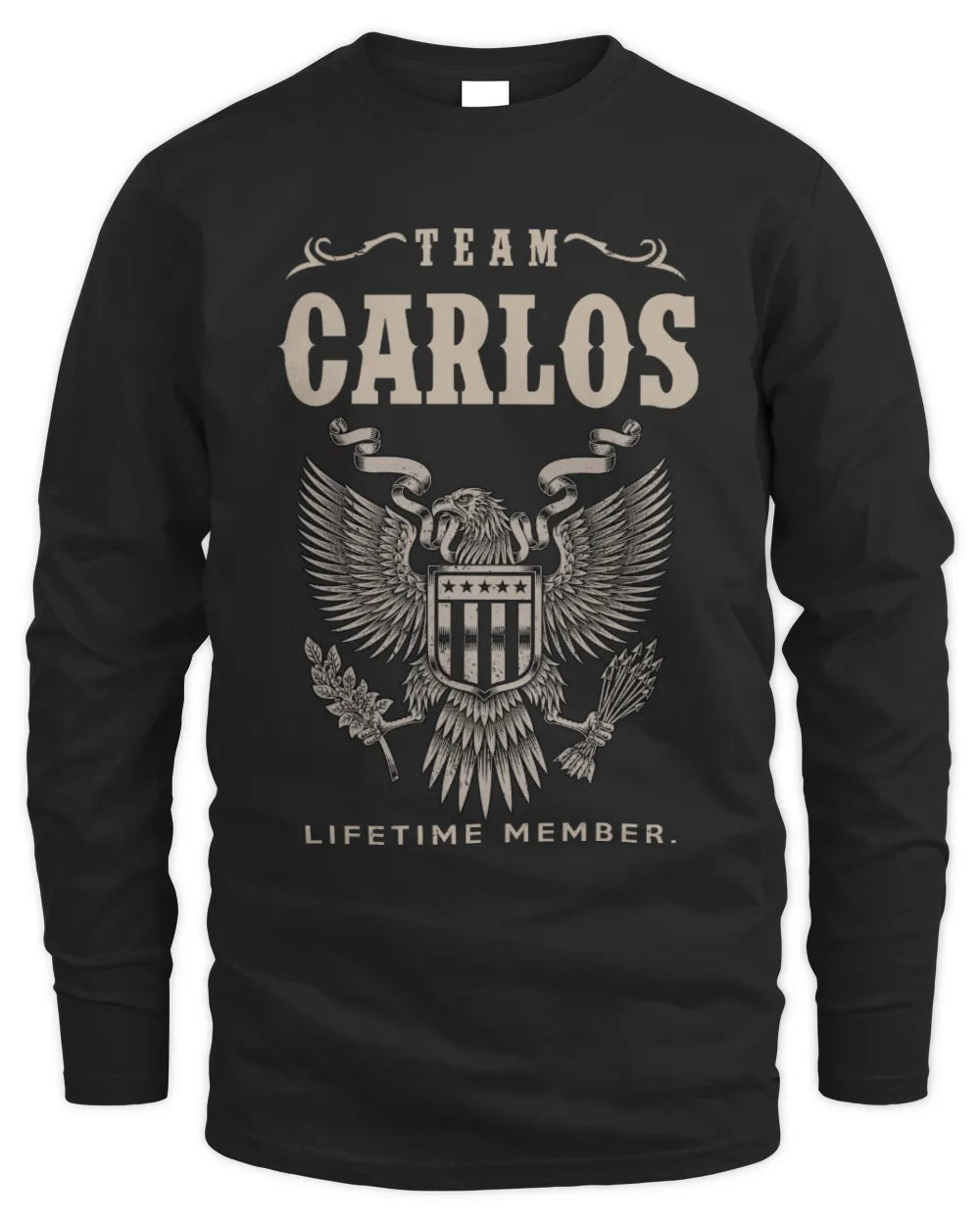 CARLOS TP06-K82 – Personalized Classic Style Apparel “Team NAME Lifetime Member” - Men's Long Sleeved T-Shirt - Black