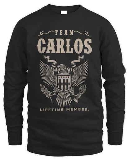 CARLOS TP06-K82 – Personalized Classic Style Apparel “Team NAME Lifetime Member” - Men's Long Sleeved T-Shirt - Black