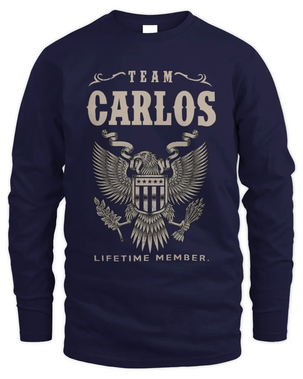 CARLOS TP06-K82 – Personalized Classic Style Apparel “Team NAME Lifetime Member” - Men's Long Sleeved T-Shirt - Navy