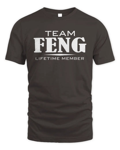 FENG BL62-K4-128 - Personalized “Team NAME Lifetime Member” - Unisex Standard T-Shirt - Dark Chocolate