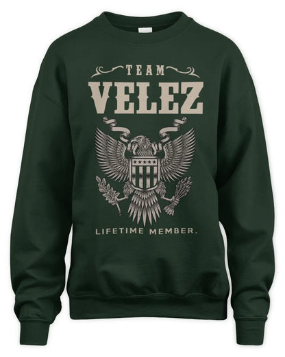 VELEZ TP06-K82 – Personalized Classic Style Apparel “Team NAME Lifetime Member” - Unisex Sweatshirt - Forest Green