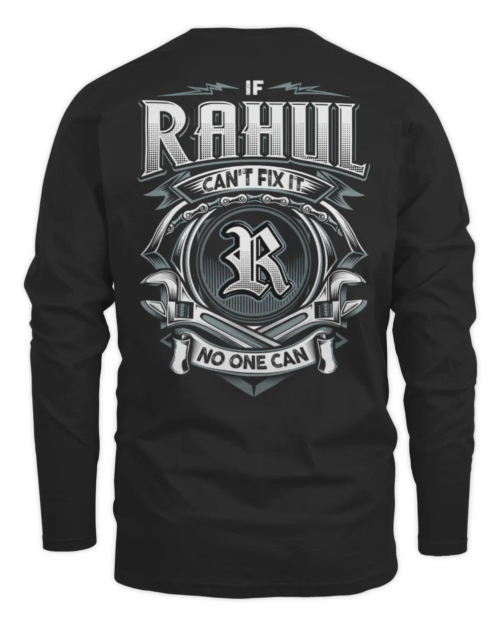 RAHUL AP81-K4-626 - Personalized Ahmed Quote Apparel “If Ahmed Can't Fix It, No One Can” - Men's Long Sleeved T-Shirt - Black