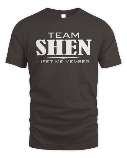 SHEN BL62-K4-128 - Personalized “Team NAME Lifetime Member” - Unisex Standard T-Shirt - Dark Chocolate