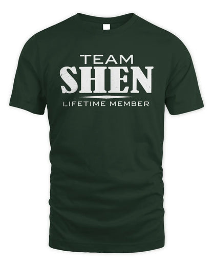 SHEN BL62-K4-128 - Personalized “Team NAME Lifetime Member” - Unisex Standard T-Shirt - Forest Green