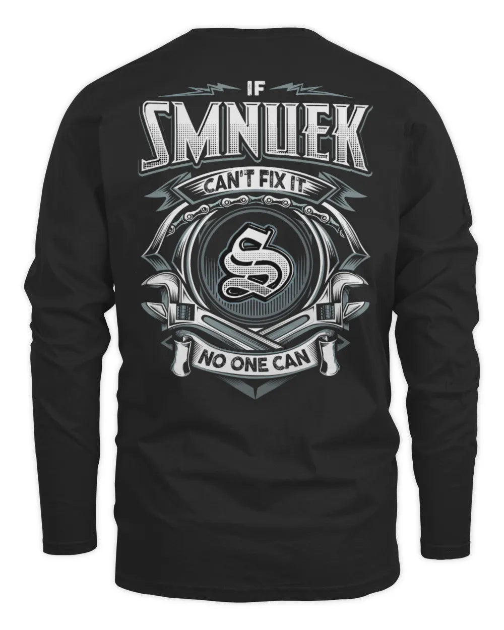 SMNUEK AP81-K4-626 - Personalized Ahmed Quote Apparel “If Ahmed Can't Fix It, No One Can” - Men's Long Sleeved T-Shirt - Black