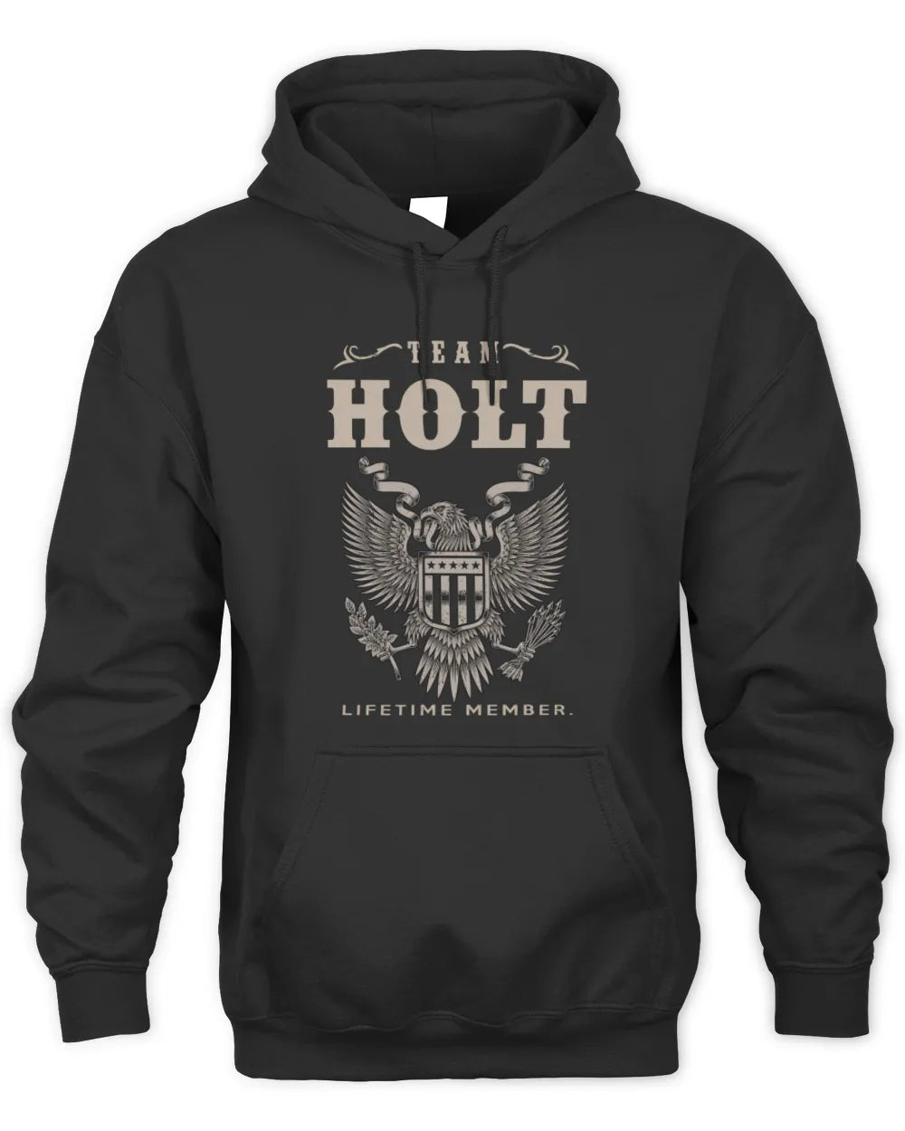 HOLT TP06-K82 – Personalized Classic Style Apparel “Team NAME Lifetime Member” - Unisex Hoodie - Black