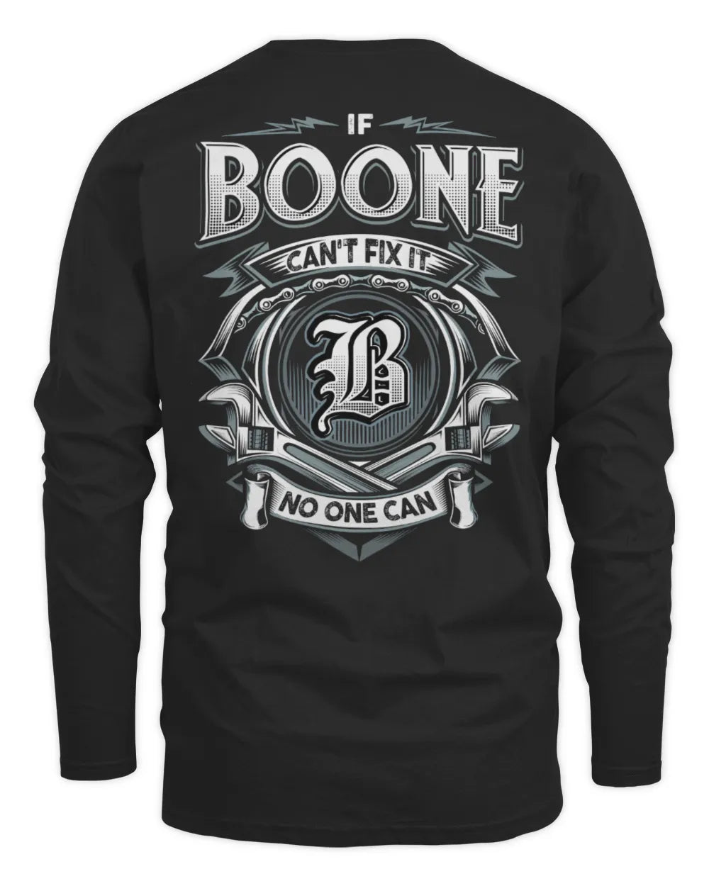 BOONE AP81-K4-626 - Personalized Ahmed Quote Apparel “If Ahmed Can't Fix It, No One Can” - Men's Long Sleeved T-Shirt - Black
