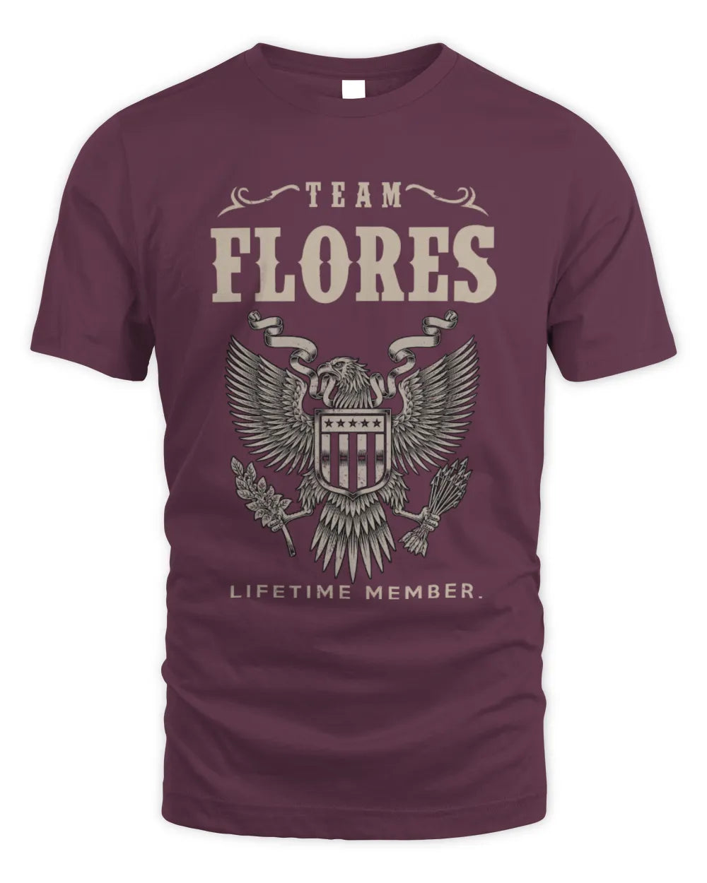 FLORES TP06-K82 – Personalized Classic Style Apparel “Team NAME Lifetime Member” - Unisex Standard T-Shirt - Maroon