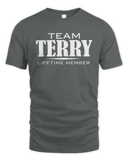 TERRY BL62-K4-128 - Personalized “Team NAME Lifetime Member” - Unisex Standard T-Shirt - Charcoal