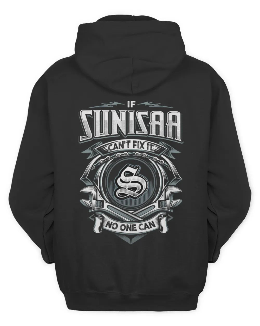 SUNISAA AP81-K4-626 - Personalized Ahmed Quote Apparel “If Ahmed Can't Fix It, No One Can” - Unisex Hoodie - Black