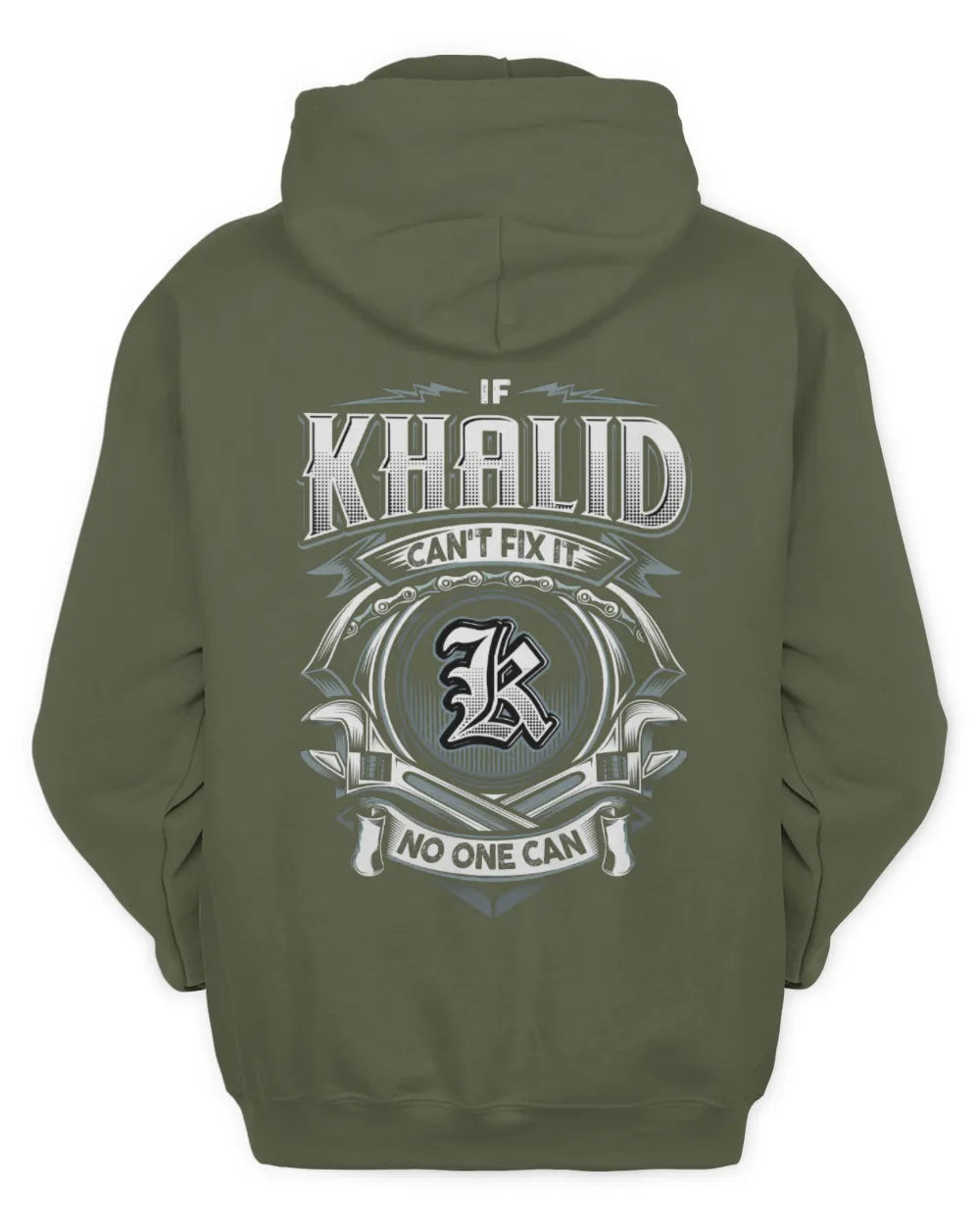 KHALID AP81-K4-626 - Personalized Ahmed Quote Apparel “If Ahmed Can't Fix It, No One Can” - Unisex Hoodie - Military Green