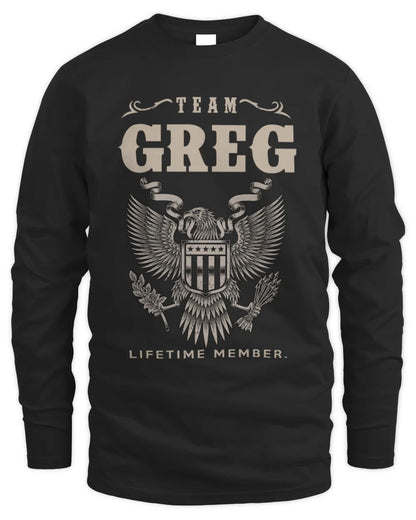GREG TP06-K82 – Personalized Classic Style Apparel “Team NAME Lifetime Member” - Men's Long Sleeved T-Shirt - Black
