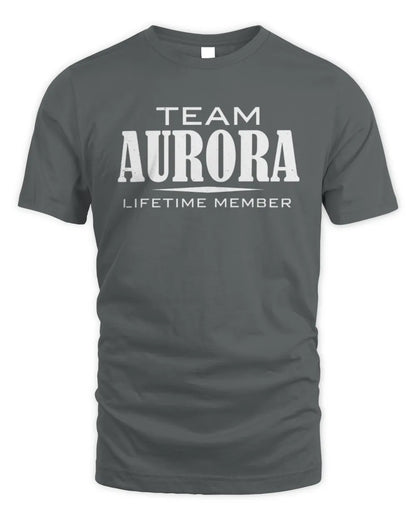 AURORA BL62-K4-128 - Personalized “Team NAME Lifetime Member” - Unisex Standard T-Shirt - Charcoal