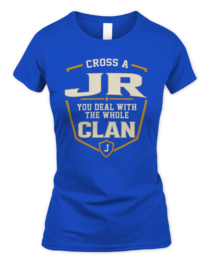 JR NT1-K008 Cross A/An NAME, You Deal With the Whole Clan | Personalized Vintage T-Shirt - Women's Standard T-Shirt - Royal