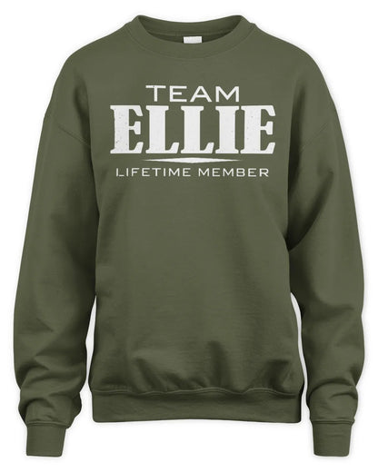 ELLIE BL62-K4-128 - Personalized “Team NAME Lifetime Member” - Unisex Sweatshirt - Military Green