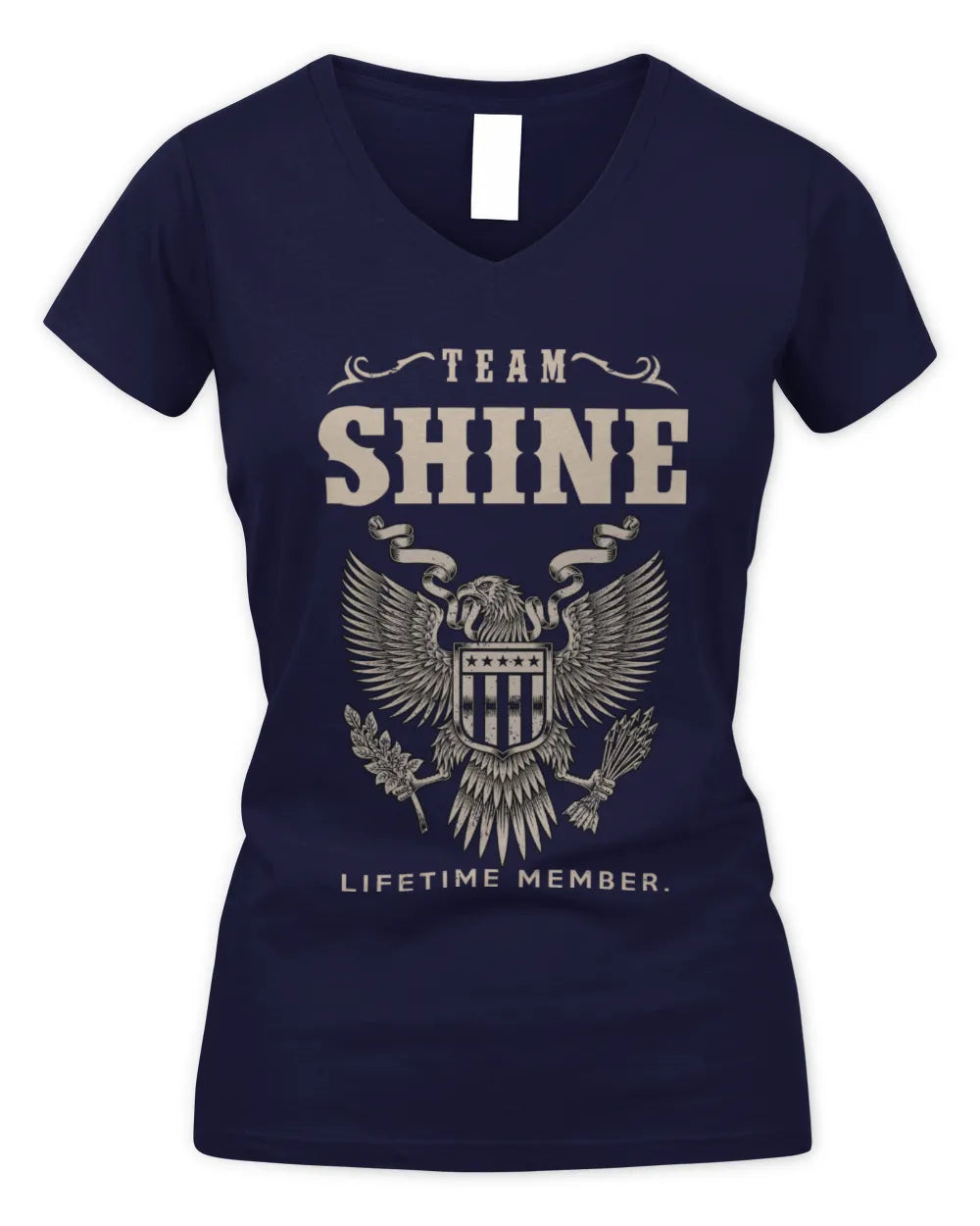 SHINE TP06-K82 – Personalized Classic Style Apparel “Team NAME Lifetime Member” - Women's V-Neck T-Shirt - Navy