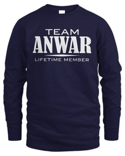 ANWAR BL62-K4-128 - Personalized “Team NAME Lifetime Member” - Men's Long Sleeved T-Shirt - Navy