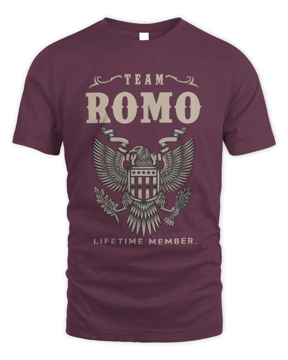 ROMO TP06-K82 – Personalized Classic Style Apparel “Team NAME Lifetime Member” - Unisex Standard T-Shirt - Maroon