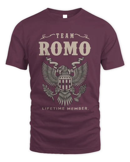 ROMO TP06-K82 – Personalized Classic Style Apparel “Team NAME Lifetime Member” - Unisex Standard T-Shirt - Maroon