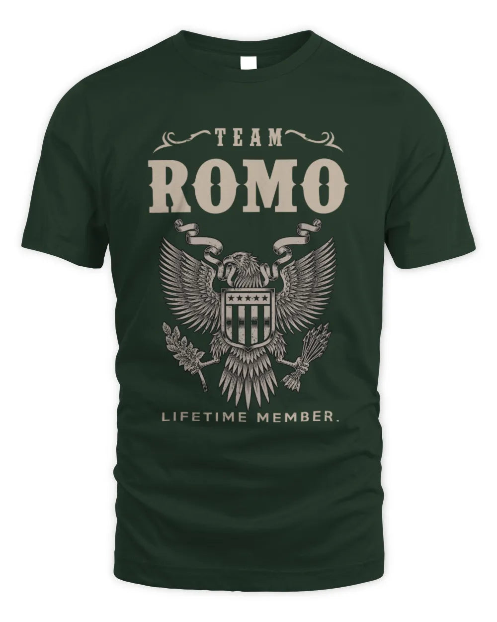 ROMO TP06-K82 – Personalized Classic Style Apparel “Team NAME Lifetime Member” - Unisex Standard T-Shirt - Forest Green
