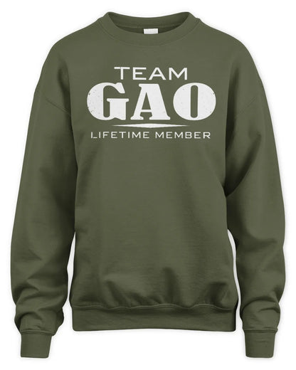 GAO BL62-K4-128 - Personalized “Team NAME Lifetime Member” - Unisex Sweatshirt - Military Green