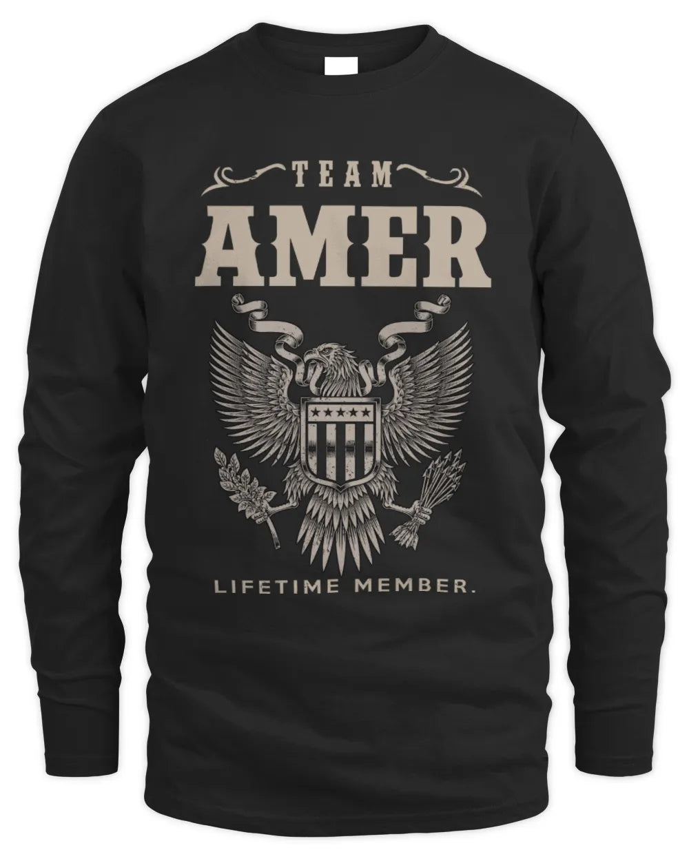 AMER TP06-K82 – Personalized Classic Style Apparel “Team NAME Lifetime Member” - Men's Long Sleeved T-Shirt - Black