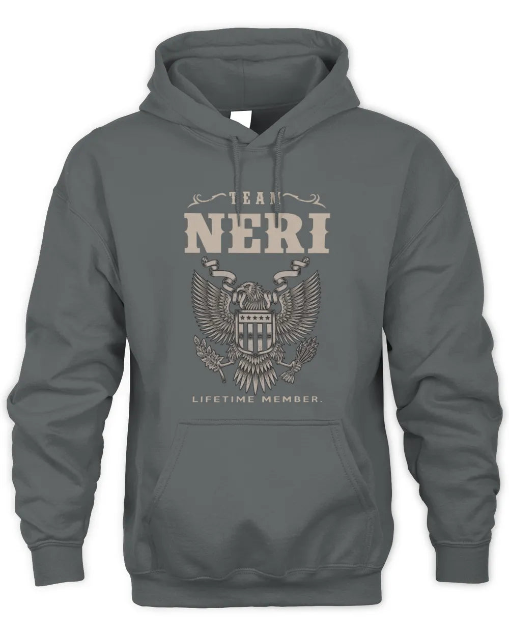 NERI TP06-K82 – Personalized Classic Style Apparel “Team NAME Lifetime Member” - Unisex Hoodie - Charcoal