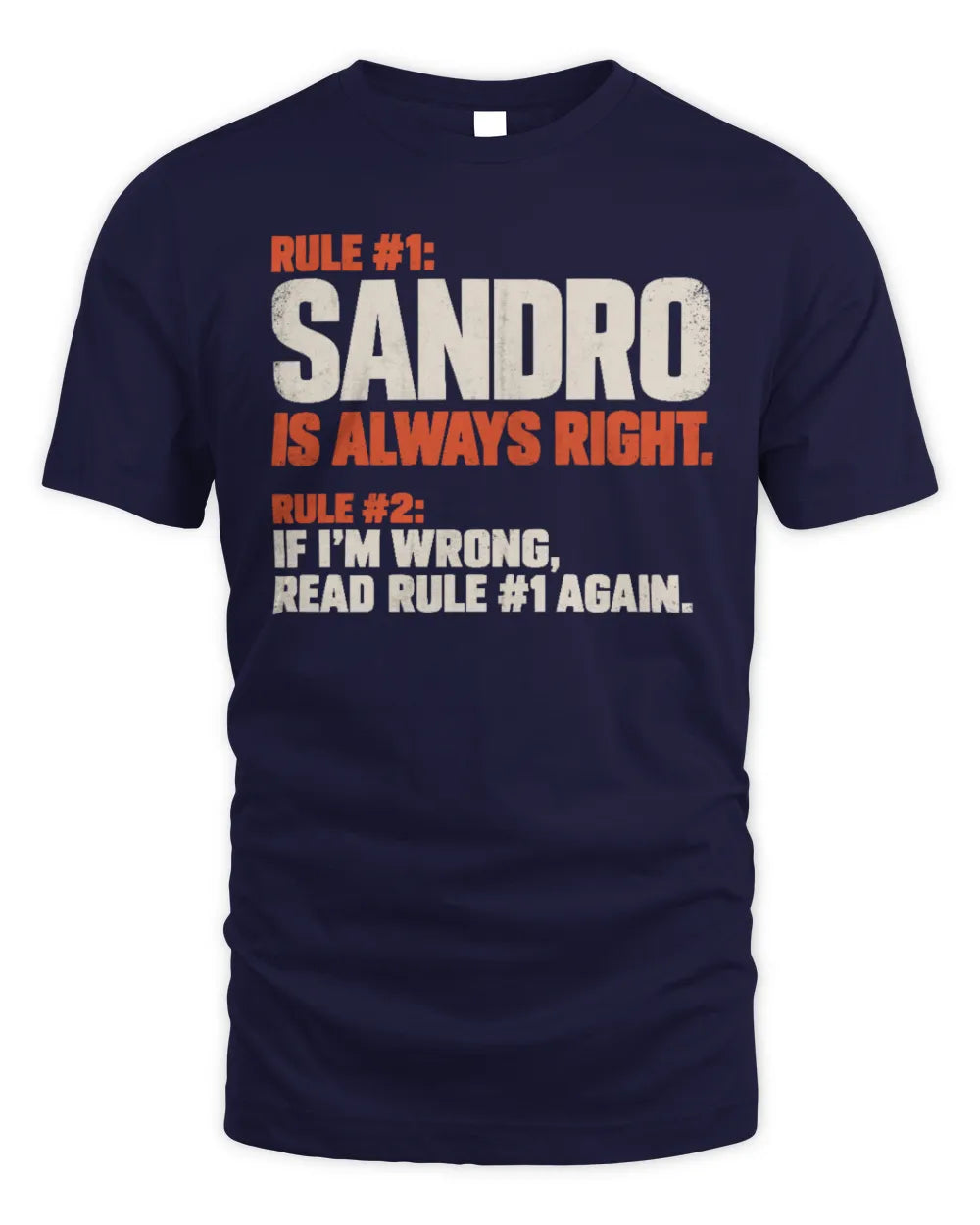 SANDRO NP1-H006 
Always Right Personalized Name T-Shirt – Funny Custom Name Shirt - Unisex Standard T-Shirt - Navy