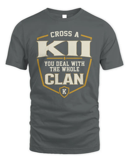 KII NT1-K008 Cross A/An NAME, You Deal With the Whole Clan | Personalized Vintage T-Shirt - Unisex Standard T-Shirt - Charcoal