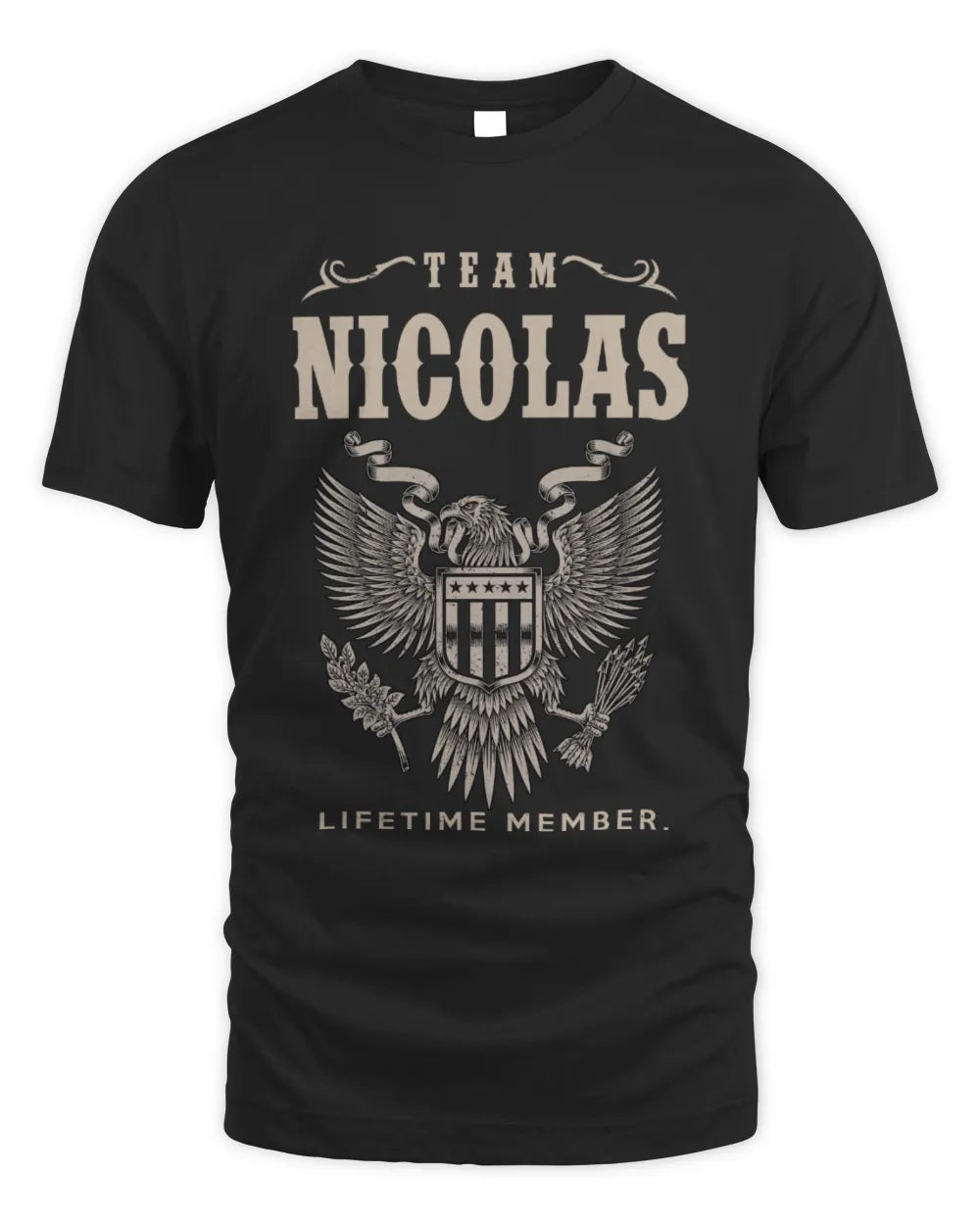NICOLAS TP06-K82 – Personalized Classic Style Apparel “Team NAME Lifetime Member” - Unisex Standard T-Shirt - Black